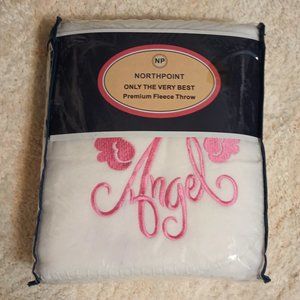 New! ~ North Point  Embroided "Angel"  + Wings Premium Fleece Throw [50" x 60"]